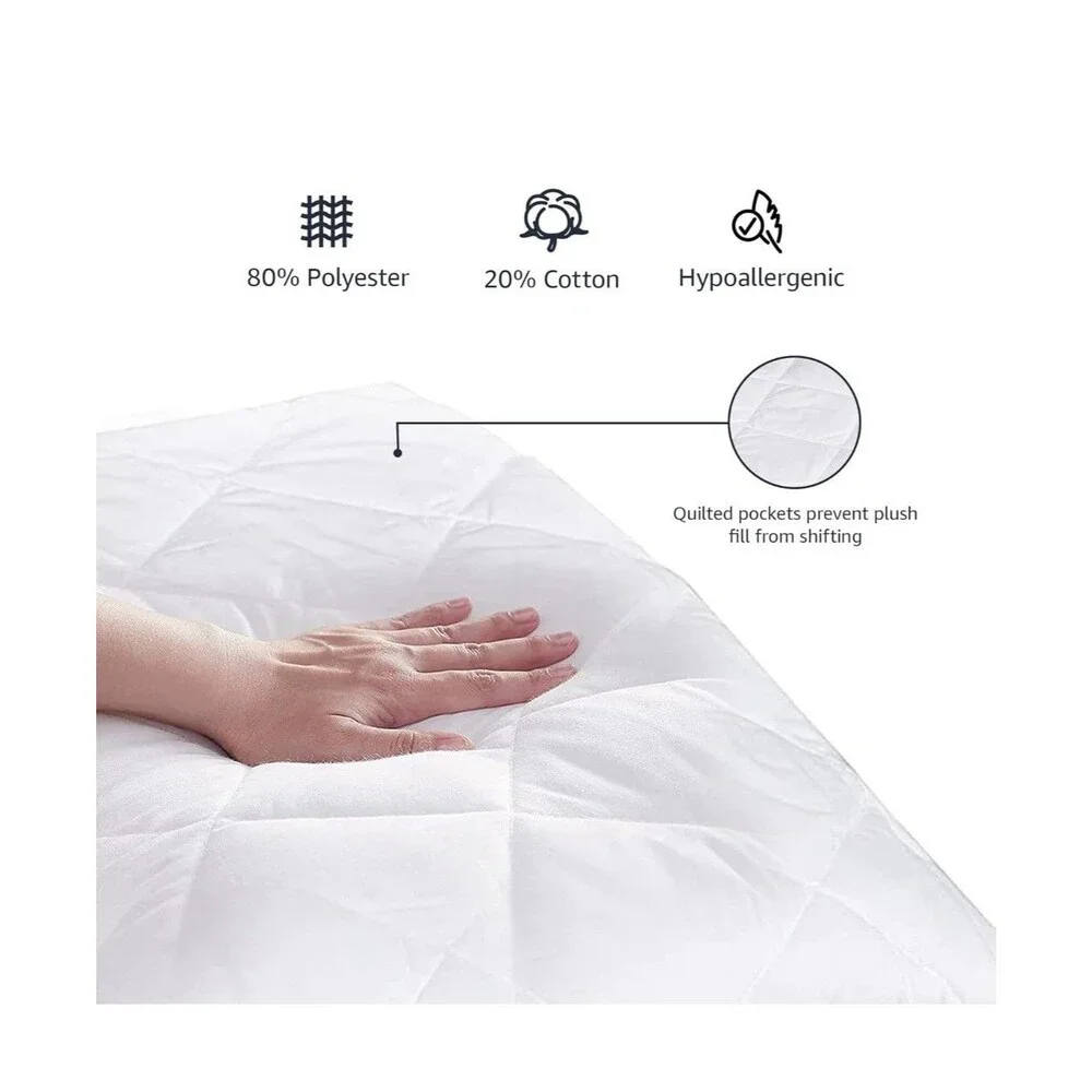 Amazon Basics Hypoallergenic Quilted Mattress Topper Pad - Full Size White